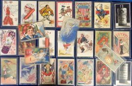 Postcards, a selection of 54 cards relating to fireworks, inc. 4th July celebrations (some chromos