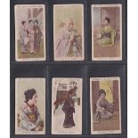 Cigarette cards, Wills, Japanese Series, 6 cards with mixed backs (fair/gd)