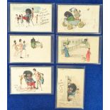 Postcards, a selection of 6 Golly cards illustrated by Florence Upton and published by Tuck from