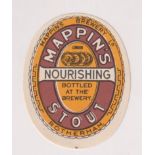 Beer label, Mappin's, Rotherham, Stout, vertical oval, 70mm high (vg) (1)