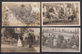 Postcards, USA, Social History, Black America, 4 RPs, Southern Pines North Carolina, Cotton picking,