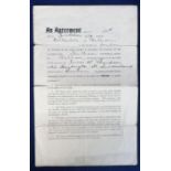 Football memorabilia, James Thompson, a player contract dated 31 October 1930 issued to James W.