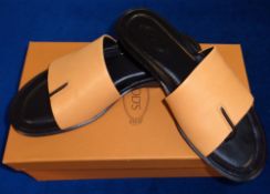 Tod's, ladies camel sandals with toe post US size 6.5 (Europe 37) with protective bag and box.
