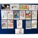 Postcards, a selection of 16 artist drawn cards by Millicent Sowerby. Mainly fairies, children at