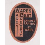 Beer label, Ware's, Ware's Best, vertical oval , approx. 85mm high, (sl worn) (1)
