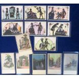 Postcards, Romance, Bernard Steiner, Art Deco Romance (6), together with Regency Silhouettes by