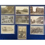 Postcards, a mixed UK topographical selection of 9 RPs, inc. Gramophone shop Camberwell, J