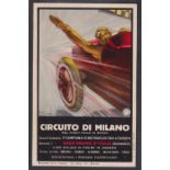 Postcard, Advertising, Motoring, Art Deco, Italian card c for Circuit Milano by Di Tassa,