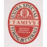 Beer label, Amey's, Borough Brewery, Petersfield, Extra Special Strong Bitter Beer vertical oval