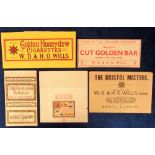Tobacco advertising, Wills, a selection of 5 paper proofs & labels, various sizes, for 'Brown Cut