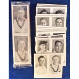 Trade cards, Thomson, Cricket, two sets, both in uncut pairs, The World's Best Cricketers (Mauve