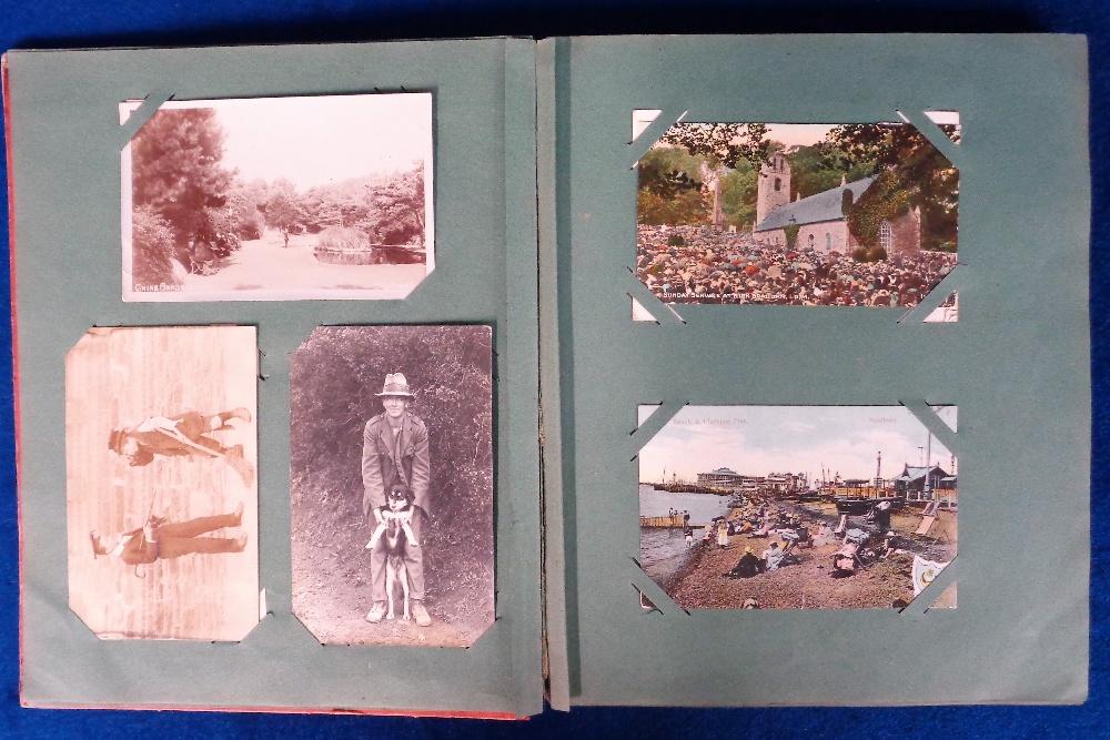 Postcards, a mixed collection of approx. 100 cards in vintage album inc. Social History with RPs - Image 2 of 3