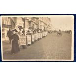 Postcard, Suffragette, an RP Suffragette parade along Sandwich Parade Hastings, all ladies