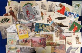 Postcards, a mixed subject collection of approx. 81 cards inc. decorative fans (mostly greetings