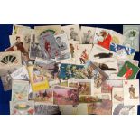 Postcards, a mixed subject collection of approx. 81 cards inc. decorative fans (mostly greetings