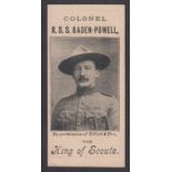 Cigarette card, Lambert & Butler, Colonel R.S.S. Baden-Powell, The King of Scouts, single card issue