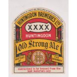 Beer label, Huntingdon Breweries Ltd, Old Strong Ale, arched shape, 85mm high (vg) (1)