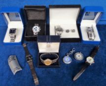 Football, Chelsea FC, 9 watches, boxed Barclays Premiership Champions 2004-2005, boxed watch and