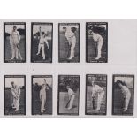 Cigarette cards, Murray's, Cricketers, Series H (Black front), 9 cards, Barnes, Douglas, Hobbs,