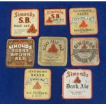 Beer labels, Simonds, Reading, a mixed selection of 8 labels, (mixed condition, poor/gd)