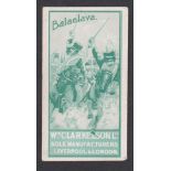 Cigarette card, Wm. Clarke, insert style advertising item in green with military illustration '