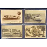 Postcards, a selection of 4 RPs of world water and land speed record holders inc. Malcolm Campbell's