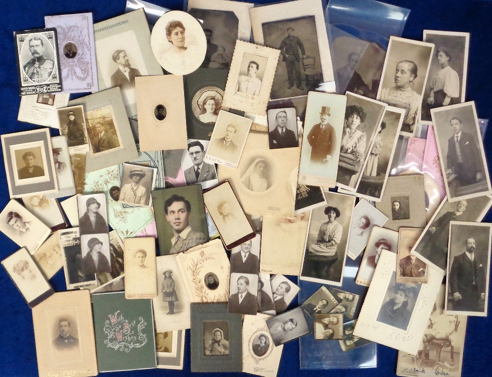 Photographs, approx 90 small format photos including miniature Cabinet photographs and tintypes.