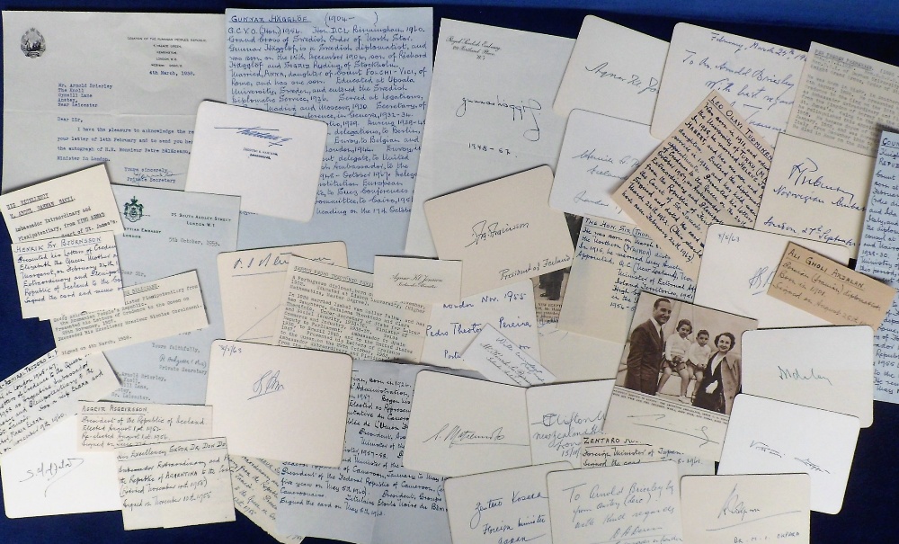 Autographs, a collection of worldwide politicians & Diplomats, 1950’s-mid 1960’s, collected by