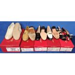 Salvatore Ferragamo, 5 pairs of boxed shoes to comprise beige and cream suede and leather trainers