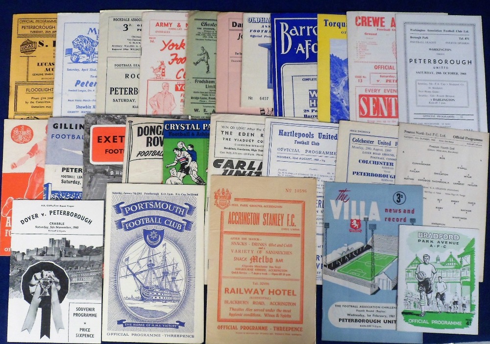 Football programmes, Peterborough United, a collection of 25 away programmes, 1960/61 (First