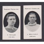 Cigarette cards, Taddy, Prominent Footballers (London Mixture), two cards, Chelsea, F. Taylor & J.