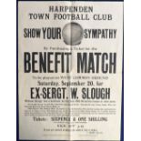 Football posters, two vintage posters from the Harpenden Town v Royal Engineers Benefit Match, 20