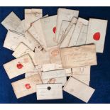 Postal History, a collection of prestamp envelope letters with various postmarks and cancels inc.