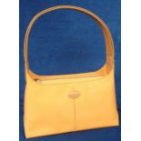 Tod's, patent orange-tan leather bag with leather trim. Unused (vg)