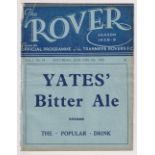 Football programme, Tranmere Rovers v Sheffield Wednesday, 14 January, 1939, Division 2, Tranmere'