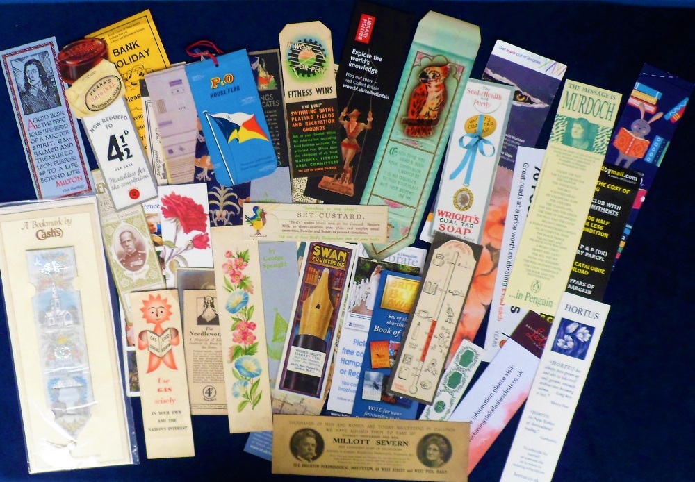 Book Marks, 40+ to include Bird's Set Custard, P&O Pears' Soap, Council Recreation Grounds, Gas,