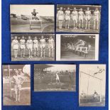 Postcards, Olympics, Paris, 1924, Official RP's by Noyer, 7 cards inc. Degland, Pole Volt, Finland
