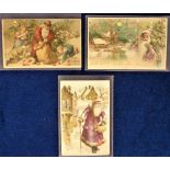 Postcards, H.T.L, a selection of 3 Santa H.T.L cards, with purple (2) and red robes. All with scenic
