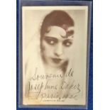 Postcard, Theatre, a signed RP of Josephine Baker, inscribed 'Souvenir de Josephine Baker Paris