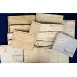 Documents, Lincolnshire, 16 paper and vellum indentures, mortgages and abstracts relating to land