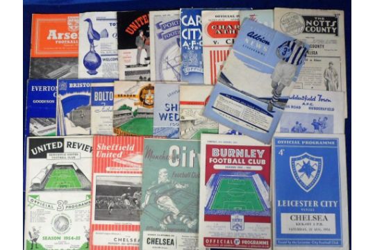 Football programmes, Chelsea FC, 1954/55, Championship winning season, set of 23 away programmes,