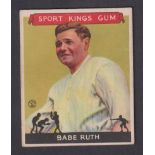 Trade card, USA, Goudey Gum, Sport Kings, Baseball, type card, no 2 Babe Ruth (back slightly