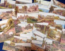 Postcards, Topographical, a collection of approx. 67 mixed age scenic UK illustrated views by A.R