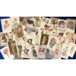 Postcards, Glamour, artist drawn selection of approx. 40 cards inc. Terzi, Parkinson, Santino,