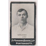 Cigarette card, Football, St. Petersburg Cigarette Co, type card, S. Bloomer, Derby (corner