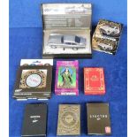 James Bond, boxed Aston Martin Scalextric Goldfinger car together with 007 playing cards (Swatch,