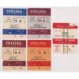 Football tickets, Chelsea FC, 1953/54, 5 tickets, 4 home matches v Portsmouth (2 different),