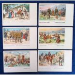 Postcards, Military, Boer War, 6 artist drawn chromo cards inc. Passage of the Tugela, English