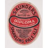 Beer label, Saunders', Wallington, Sparkling Pale Ale, vertical oval, approx. 83mm high, (sl