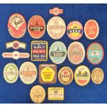 Beer labels, a selection of 20 labels, various Brewers and shapes including Courage, Alton Pale Ale,